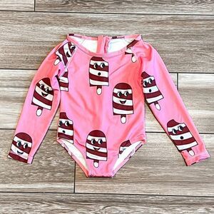Hugo Loves Tiki Ice Cream Long Sleeve Rashguard Swimsuit Size 18-24M